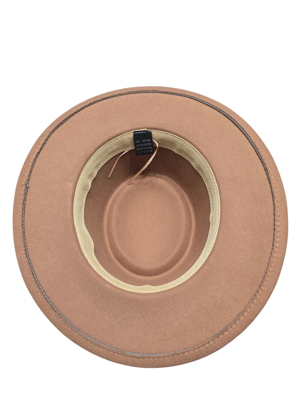 Camel Women's Wool Felt Boater Hat with Leather Band
